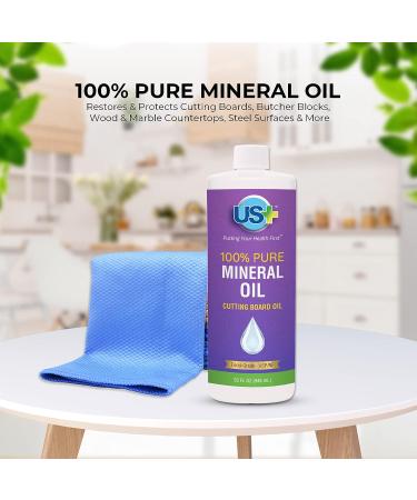 32oz US+ 100% Pure Mineral Oil - Food-Grade Cutting Board Oil for Butcher Blocks, Countertops & More - Buy Online on GoSupps.com