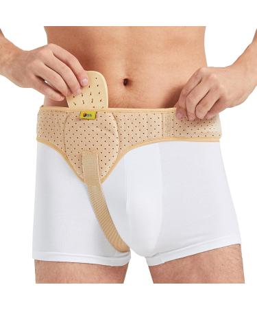 TENB Hernia Belt for Men Hernia Support Truss Inguinal or Sports Hernia Adjustable Waist Strap with Removable Compression Pads Breathable Material (Beige Large) Large Beige - Buy Online on GoSupps.com