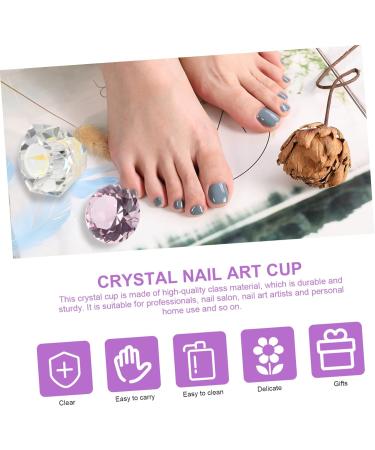 POPETPOP 1pc Nail Art Crystal Cup Glass Container with Lid Nail Powder Dish Nail Monomer Liquid Bowl Glass Nail Dish Transparent Nail Polish Crystal Nail Art Cup White Crystal Cup Bowl Care 5.5x5.5cm Pink - Buy Online on GoSupps.com