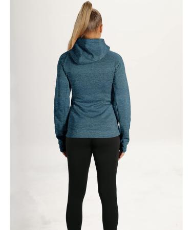 Icyzone Women's Sports Jacket Full Zip Running & Training Hoodie with Hood Long-Sleeved Fitness Jacket for Winter - Size S Blue - Buy Online on GoSupps.com
