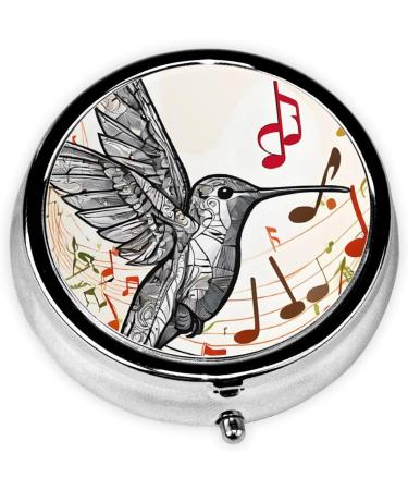 Stylish Round Pill Box with Music Symbol | 3 Compartment Mini Portable Travel Organizer for Vitamins & Tablets - Buy Online on GoSupps.com