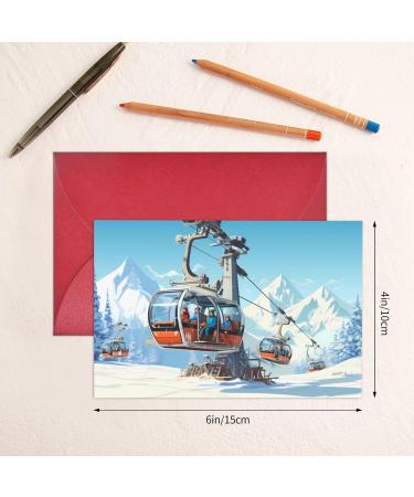 YYHWHJDE Red Winter Old Cable Ski Lif Printing High-Grade Pearl Paper Greeting Card : 4x6 In For Birthday Card Party Invitation Card Red One Size - Buy Online on GoSupps.com