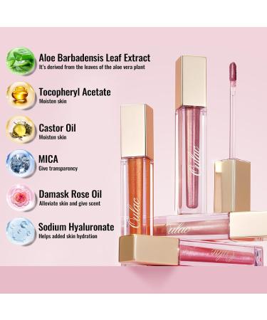 Oulac Lip Gloss Shiny - 3D Gloss Finish Liquid Lipstick with Rose Damascena Extract | Moisture & Lip Care for Dry Lips | 4.5ml Purple Rosa (C08) - Buy Online on GoSupps.com