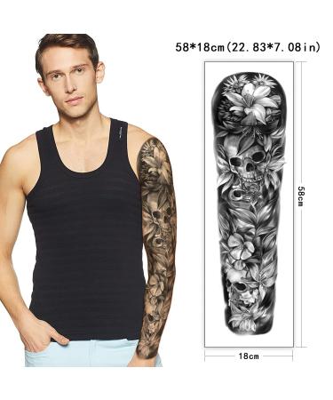 SOOVSY Extra Size Full Arm Temporary Tattoo: Skull Wolf Angel Floral Butterfly Half Arm Shoulder Design for Men & Women - Color-02 - Buy Online on GoSupps.com
