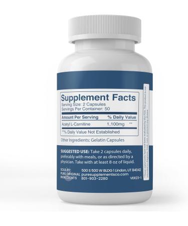 Buy Pure Acetyl L-Carnitine (100 Capsules) - No Additives Lab Verified Pure Original Ingredients - International Shipping Available - Buy Online on GoSupps.com