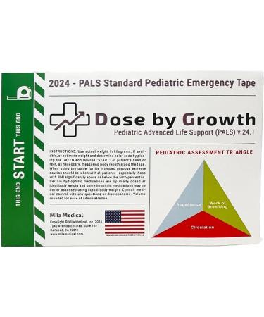 2024 Updated PALS Dose By Growth Pediatric Advanced Life Support Emergency Length-Based Tape with Broselow Compatible Color Zones Designed for Paramedics, Nurses & EMS Providers