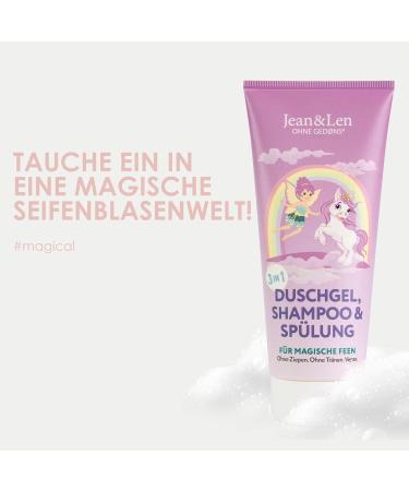 Jean et Len 3 in 1 Shower Gel/Shampoo/Conditioner For Kids/Fairies For Velvety Skin and Soft Hair Without Tangles Does Not Sting the Eyes Mild Fragrance Vegan 200 ml - Buy Online on GoSupps.com