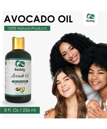 Seddy Avocado Oil - 100% Pure Natural Moisturizer for Hair Skin Face Body & Nails | Unscented Hexane-Free Carrier Oil | 8 Fl. Oz Ideal for DIY Beauty Blends - Buy Online on GoSupps.com
