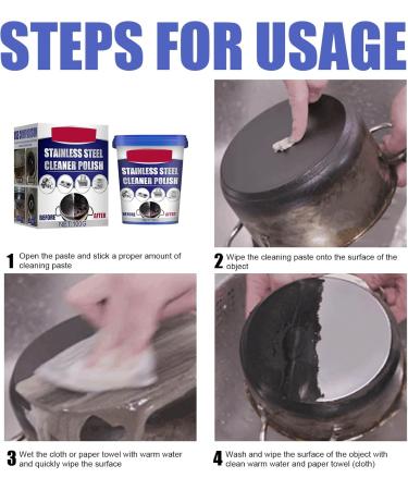 Cookware Cleaner Stainless Steel Cleaning Removing from Pots Pans Clean Cream for Oily Appliances 100g Stainless Steel Cleaner and Polish Polisher Polishing for Appliances Rust 100g Bag - Buy Online on GoSupps.com