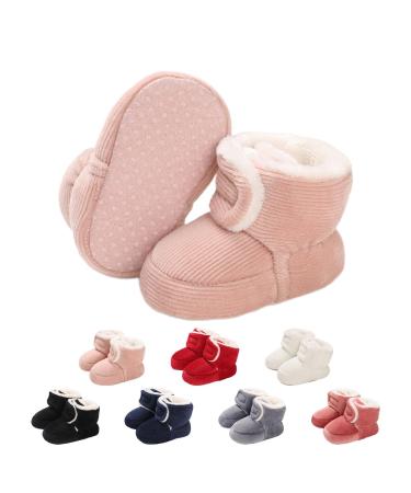 outfit spring Baby Winter Warm Fleece Bootie Newborn Non-Slip Soft Sole Winter Shoes Sock Shoes Cute Adjustable Crawling Shoes Prewalker Boots for Girls Boys Toddler 0-18 Months 0-6 Months A Pink