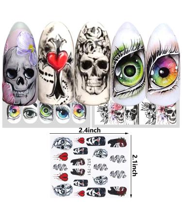 Halloween Nail Stickers - Day of The Dead Water Transfer Decals for Manicure - 25 Sheets - Buy Online on GoSupps.com