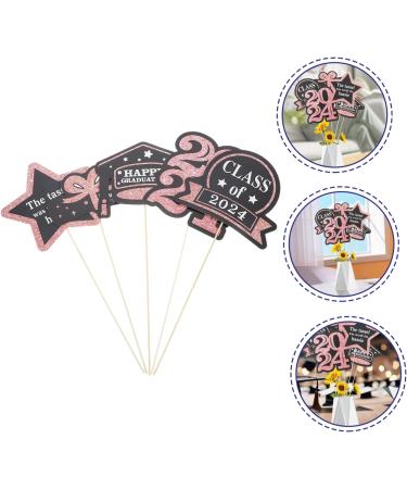 TOPBATHY 5 Packs Graduation Card Vase Tag Party Supplies Labels Flower Arrangement Ornaments Graduation Cake Decoration Graduation Cake Decors Cake Picks Paper Cup Flower Container Wooden Golden 16.00X13.70X0.10CM - Buy Online on GoSupps.com