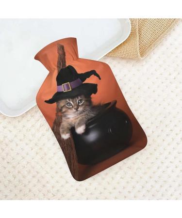 Hot Water Bottle with Cat Lid - Halloween Rubber Hot Water Bag for Pain Relief Cramps Foot Warmer & Therapy - Buy Online on GoSupps.com