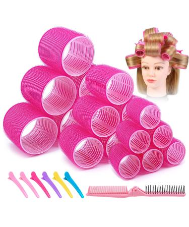Self Grip Hair Curler Rollers Set - 31Pcs for Long, Medium, Short, Thick, Fine, Thin Hair - Rose Red Hair Curlers with Clips, Comb - Salon Hair Dressing Rollers - Buy Online on GoSupps.com