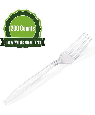 Safeware 200 Clear Heavy Duty Plastic Forks - Disposable Utensils for Party, BBQ, Picnic, Office, Restaurant - Silverware Set - Buy Online on GoSupps.com