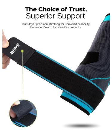 Rakiie Elbow Bandage 2 Pcs Compression Support for Tennis Arm & Tendonitis Unisex Sports Elbow Brace in Blue - Buy Online on GoSupps.com
