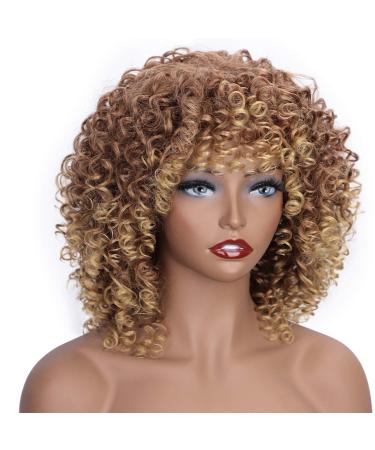 Buy Colourfulpanda Kinky Curly Afro Wig - Brown Blond Brazilian Synthetic Hair for Women | Short Ponytail Wigs for Black Women - Buy Online on GoSupps.com