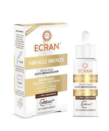 Ecran ECRAN Miracle Bronze Self-Tanning Face Lotion with Pro-Ceramides for a Natural Even and Gradual Tan Without the Sun. Lightweight Non-Drying Non-Greasy Texture. Lasts 4 Days. 50ml