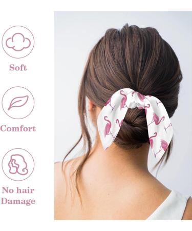 6 Pieces Hair Scrunchies Soft Scarves Scrunchies Elastic Hair Bands Bow Hair Ties Rabbit Ears Scrunchy Ponytail Holder Hair Accessories for Women Girls Pink Flamingo Pattern Multi-colored 15 - Buy Online on GoSupps.com