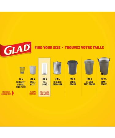 Glad White Garbage Bags - Tall 45 Litres - ForceFlex Drawstring with Febreze Fresh Clean Scent 50 Trash Bags Made in Canada of Global Components Tall. 50 Bags Garbage Bags Bags - Buy Online on GoSupps.com