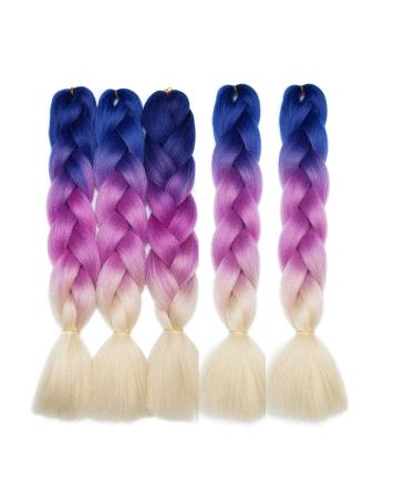 60cm braided hair hair extension ombre braids extensions art hair crochet jumbo braids synthetic braiding hair 5 bundles dark blue to rose red to blonde