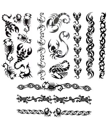 Yesallwas Black Bracelets Scorpion Totem Tattoo Stickers Temporary Tattoos Fake Tattoos 4 Sheets