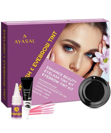 AYASAL Eyelash and Eyebrow Coloring Kit  Professional Semi-Permanent Eyelash & Eyebrow 2-in-1 Color Kit  Lasting for 6 Weeks  Suitable for Salon & Home Use(Black)