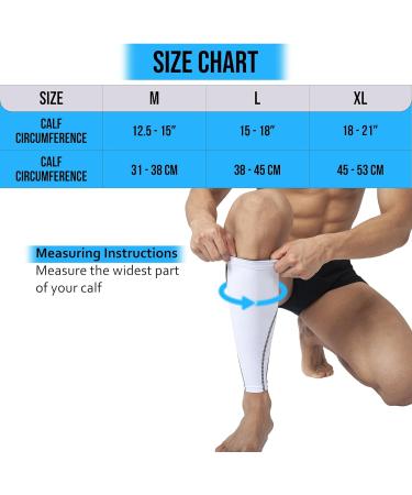 360 RELIEF Compression Calf Sleeves for Men and Women | Shin Splints, Muscle Cramps, Workout Support | Running, Hiking, Marathon | M L XL | White - Includes Mesh Laundry Bag - Buy Online on GoSupps.com