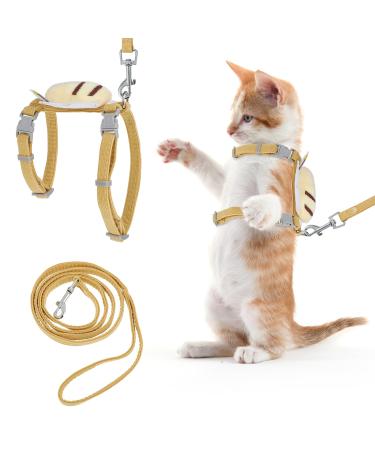 Tiesome cat dishes with a leash and collar set adjustable kitten dishes with color gradient breakout dishes with a leash for kittens while walking outdoors (yellow)