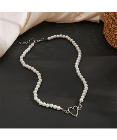 Oralgos Elegant Heart Necklace - Delicate Love & Pearl Charm Jewelry for Every Occasion - Fashionable Silver Necklace - Buy Online on GoSupps.com