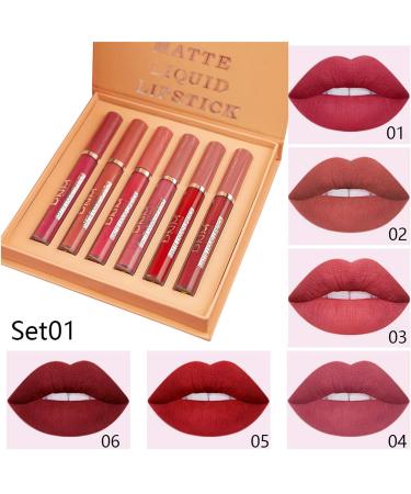 DNM 6 Colors Matte Lipstick Set | Waterproof Non-Stick Cup Lip Gloss | Durable Liquid Lipstick Set for Flawless Make-Up - Buy Online on GoSupps.com