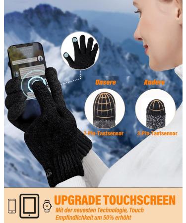 Baonuor Winter Gloves for Men & Women - Thermal Touchscreen Fleece Knitting Gloves for Outdoor Sports & Leisure - Black - Buy Online on GoSupps.com