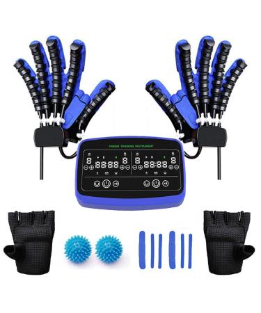 Upgraded Rehabilitation Robot Gloves Two Hands Can Exercise At The Same Time for Arthritis Stroke Hemiplegia Cerebral Palsy Hand Paralysis Patients Physiotherapy Device(Size:L Color:blue) Large blue