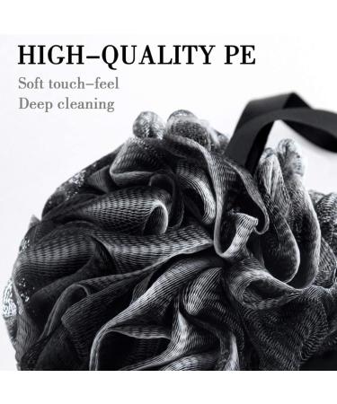 3Pcs Eco-Friendly Large Bath Loofah Sponge | Body Scrubber & Exfoliator for Clean Skin | Black - Buy Online on GoSupps.com