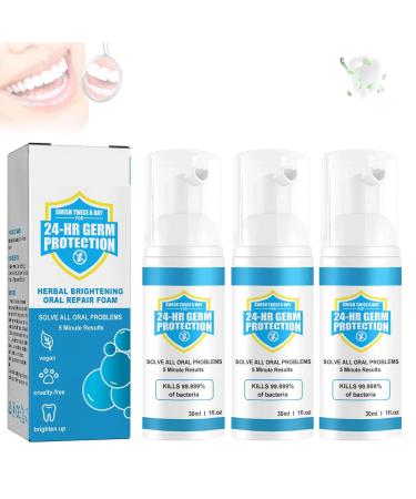Jorondy tooth mouth water Furzero Herbal Brightening Oral Repair Foam tooth whitening mousse foam mousse foam deep cleaning stain removal tooth white toothpaste (3 pieces)