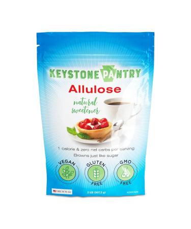 Keystone Pantry Allulose Powder  2 LB Bag  Low-Calorie Sugar Substitute  Gluten & Soy Free  Zero Net Carb Sweetener 2 LB Powder