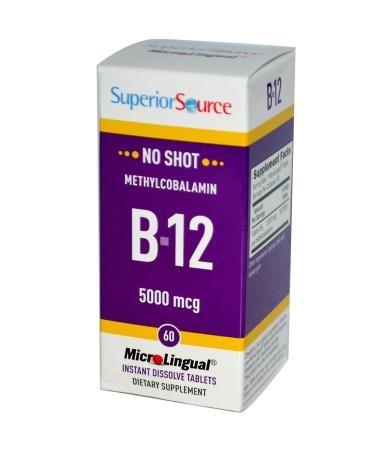 Superior Source Methylcobalamin B-12 5000 mcg 60 Tablets