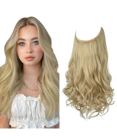 SARLA Hair Extension 18 Inch Invisible Adjustable Wire Hair Piece Curly Wavy Long Synthetic Hairpieces for Women Natural Heat Temperature Fiber (18 Inch (Pack of 1) Natural Blonde) 18 Inch (Pack of 1) Natural Blonde