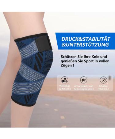 Kniebandage f r Frauen & M nner 2er Set Knieunterst tzungen mit verstellbaren Tr gern & rutschfestem Silikon | Sport Arthritis B nderverletzung Meniskusriss (XL Marineblau) - Buy Online on GoSupps.com