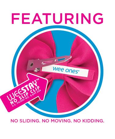 Wee Ones Girls' Classic Grosgrain Hair Bow on WeeStay Clip - White Medium - Buy Online on GoSupps.com
