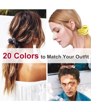 20 Pieces Velvet Hair Scrunchies | Colorful Elastic Hair Ties for Girls & Women | Premium Hair Accessories - Buy Online on GoSupps.com