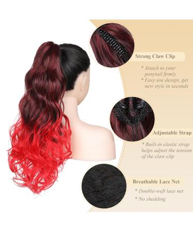 Buy Gairyan 50cm Curly Ponytail Hair Extensions - Black Ombre Red Claw Clip for Women - Long Wavy Synthetic Hair Extensions - Buy Online on GoSupps.com