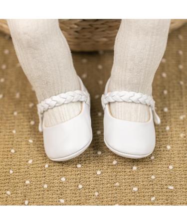CENCIRILY Baby Girl Mary Jane Shoes | Anti-Slip Soft Sole Flats for 0-18 Months | Princess Wedding Dress Shoes | White, 0-6 Months - Buy Online on GoSupps.com