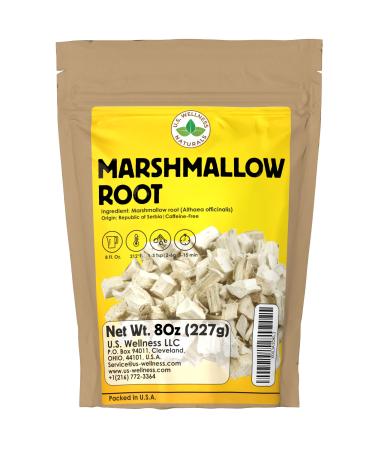 Marshmallow Root Herb 8 oz. (227g) | Non-GMO Marshmallow Root Tea | Non-Irradiated and Non GMOs | Chunky Marshmallow Root Cuts | Althaea Officinalis Redix