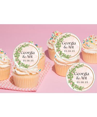 20 x EDIBLE Personalised Wedding cupcake toppers wafer/icing uncut WEDDING/ENGAGEMENT/HEN 12 (icing paper)