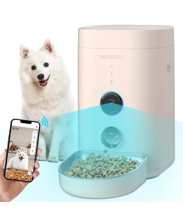 DOGNESS Automatic Cat Feeder with Camera, 1080P HD Video with Night Vision, WiFi Cat Food Dispenser with 2-Way Audio, Low Food & Blockage Sensor, Motion & Sound Alerts for Cat and Dog(Pink)