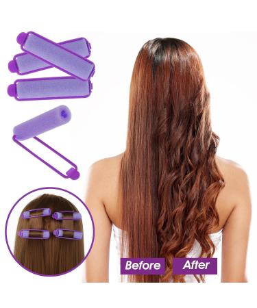 56 Pieces Sponge Curlers - No Heat Foam Hair Rollers for All Hair Lengths - Soft 15mm Curlers with Pintail Comb - Purple - Buy Online on GoSupps.com