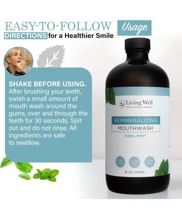 Living Well with Dr. Michelle Cool Mint Remineralizing Mouthwash | Hydroxyapatite & Colloidal Silver Formula | Alcohol-Free | Fluoride-Free Mouth Rinse - Buy Online on GoSupps.com