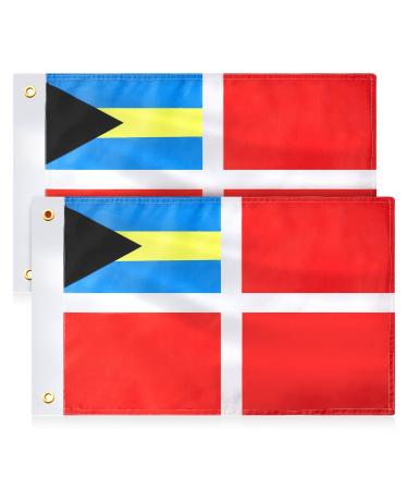 2 Pieces Bahamas Flag Bahamas Courtesy Boat Flag Safety Flag Polyester Bahamian Flags for Vessels Registered in the Bahamas Visiting Foreign Waters, 12 x 18 Inch