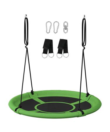 SONGMICS Saucer Tree Swing 40 Inch 700 lb Load Textilene Fabric Includes Hanging Kit for Kids Outdoor Indoor Heavy Duty Safe Durable Easy Install for Backyard Home Green and Black UGSW001G01